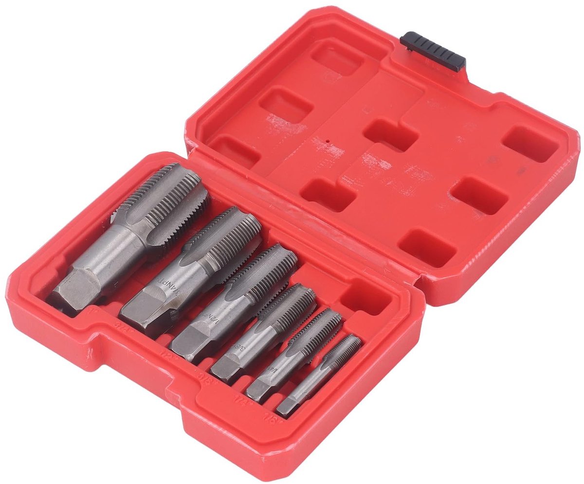 Dailygoods- Pijptapset 6-delig - Koolstofstaaldraadgereedschap - Opbergdoos - Maten 1/8in tot 3/4in - Voor PVC-buis - Duurzaam materiaal - Draadtapset
