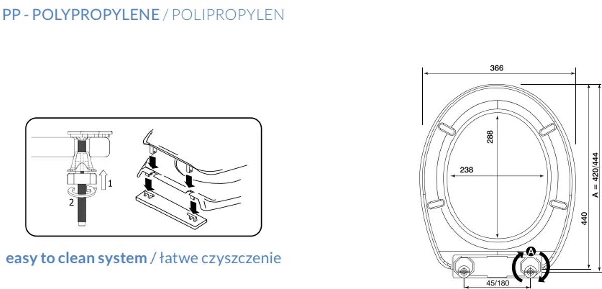 Bisk Lilia toiletbril - Polipropyleen, Kleurrijk, Easy Clean