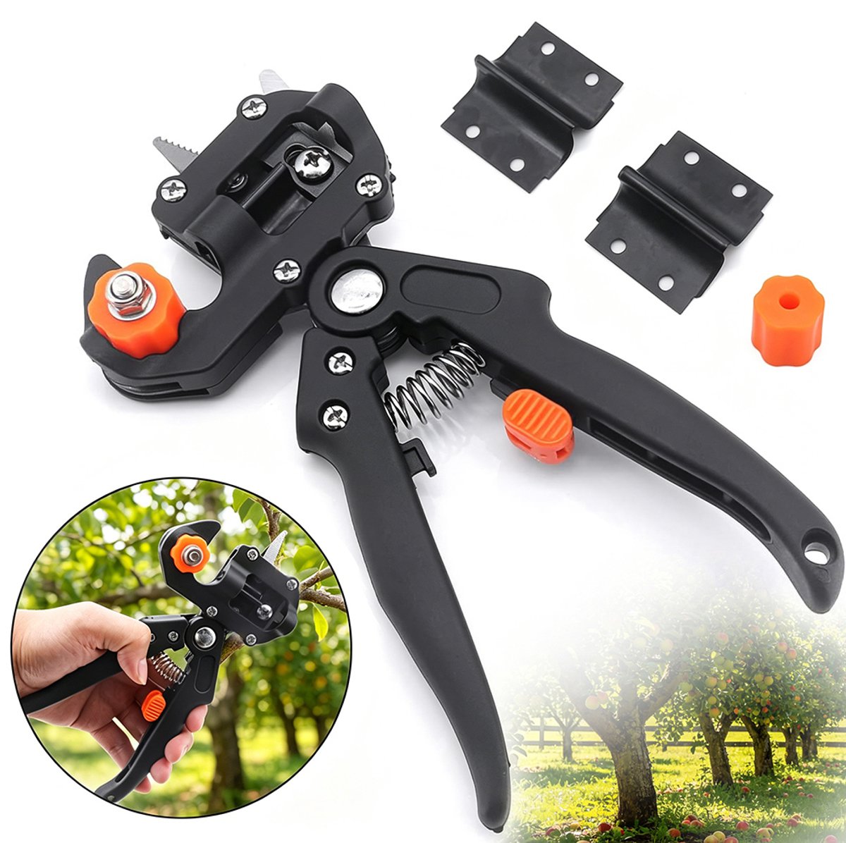 2-in-1 entgereedschap snoeischaar - Entgereedschap voor fruitbomen - Ent- en snoeischaar voor kwekerijen - Tuingereedschap voor het snoeien van bloemen en takken - Fruitboom entmes - Entschaar voor zaailingen - Multifunctioneel - Zwart