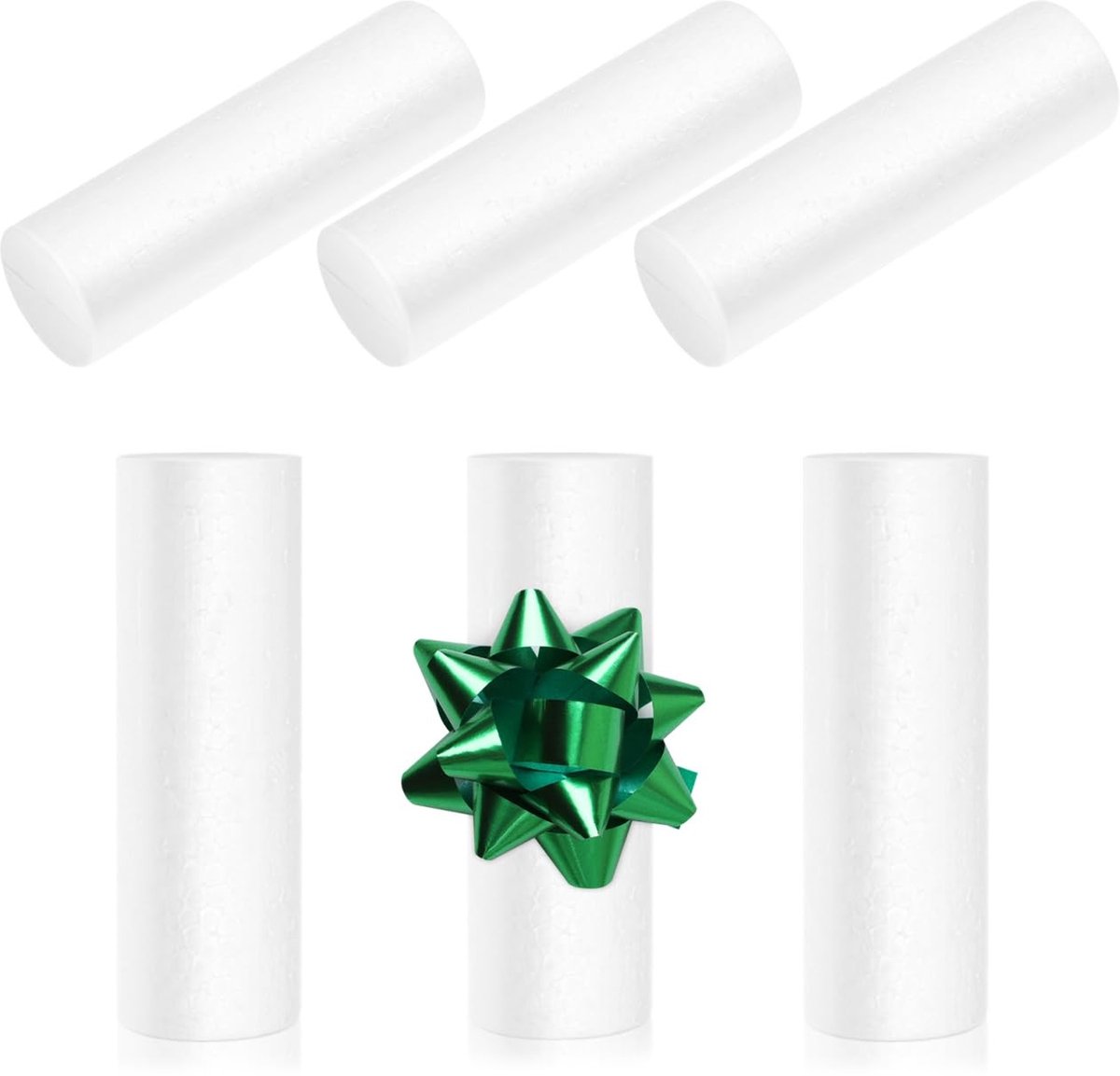 Dailygoods- Cilinderornamenten 6 Stuks - Decoratieve Schuimcilinders - Doe-Het-Zelf Knutselen - Lichtgewicht - Creatieve Decoraties - 30 x 7,5 cm