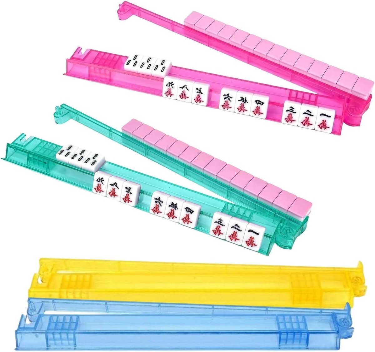 Mahjong Rekken - Tafel Bakjes - Spel Organisatie - Antislip Onderkant - 4-delig - Gekleurd