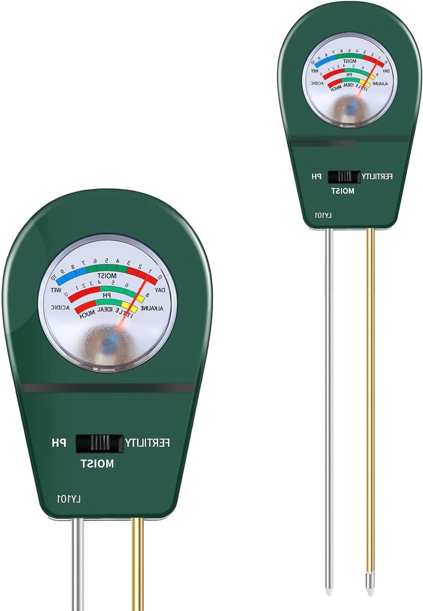 Bodemmeter - Vruchtbaarheidsmeter Tuin - Planten Verzorgen - Geen Batterij Nodig - 24.5 cm - Groen