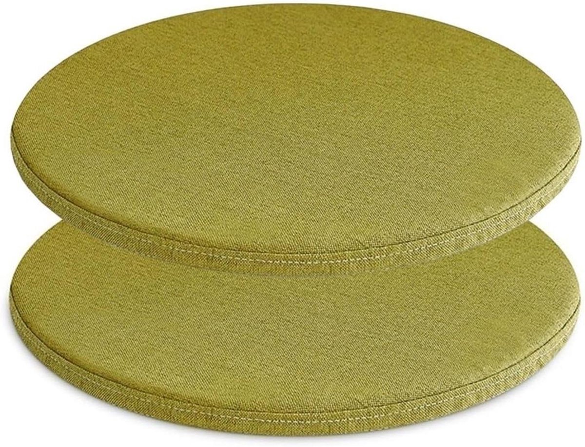 Ronde Stoelkussens - Zitkussens Set - Comfortabel Zitten - Antislip Bodem - 30 x 30 cm - Geelgroen