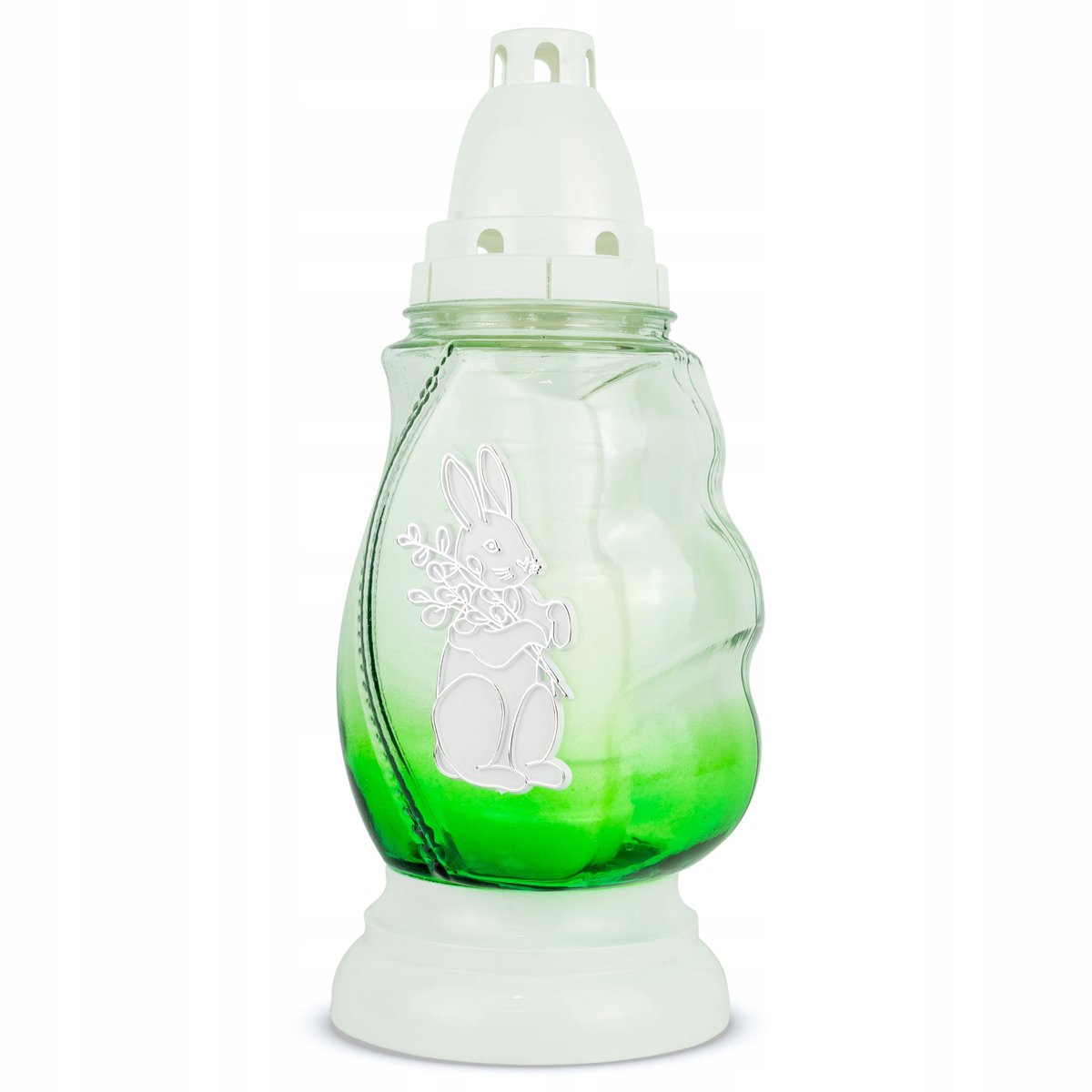 Paaslicht Znicz met Konijn 28 cm Groen - Sfeervol Grafdecoratie