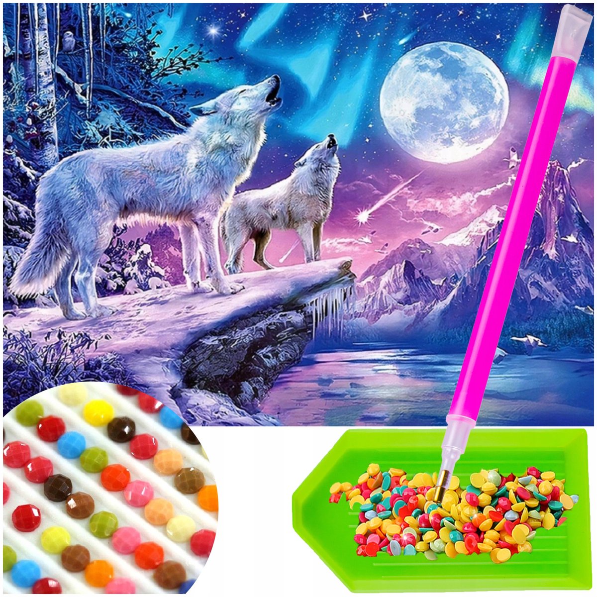 Diamond Painting Wolf Pack 40x30cm - Compleet 5D-pakket
