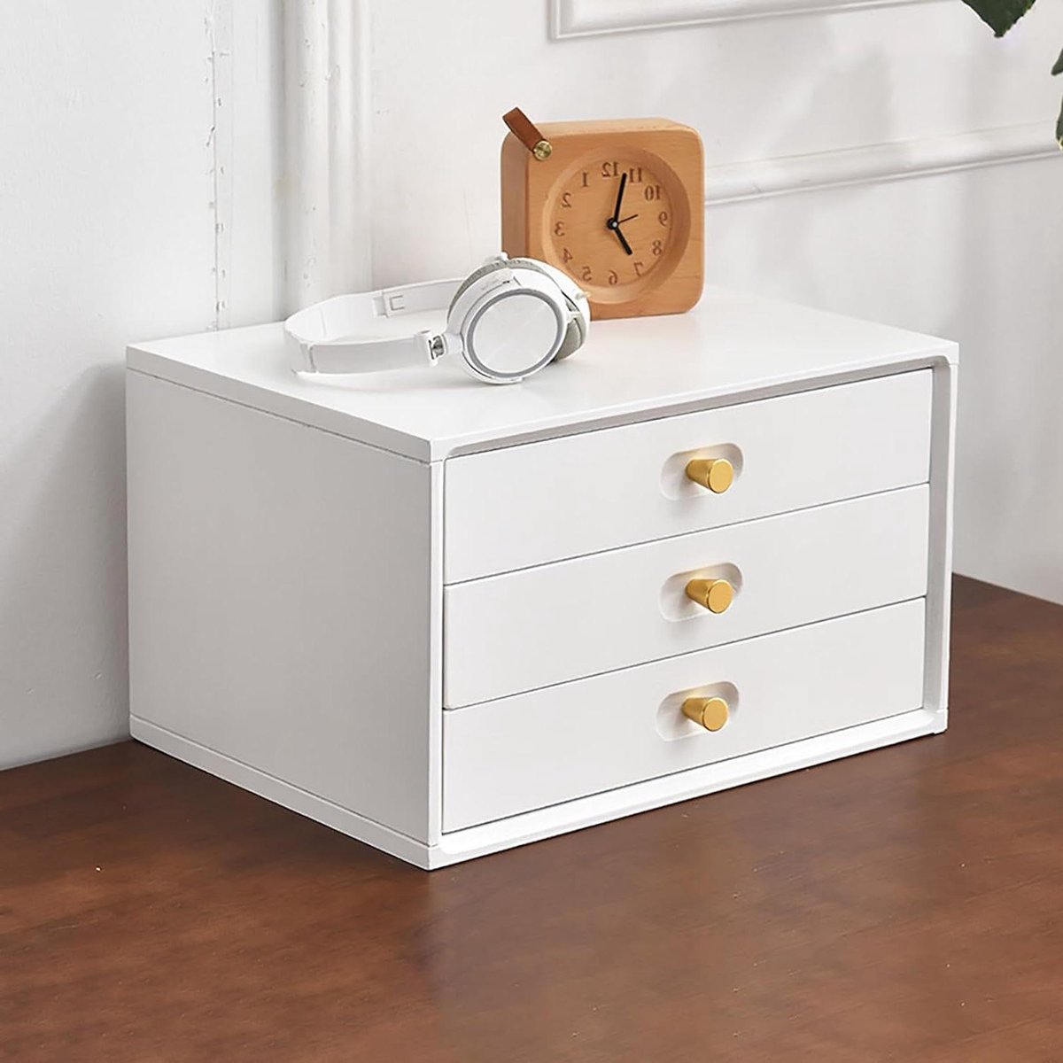 Houten Bureau - Archiefdoos Bureau - Werkruimte Organiseren - Massief Hout - Meerlaags - Wit