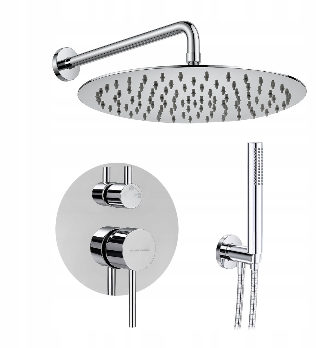 Veldman Costa Doucheset Chroom Inbouw met 25cm Rainshower
