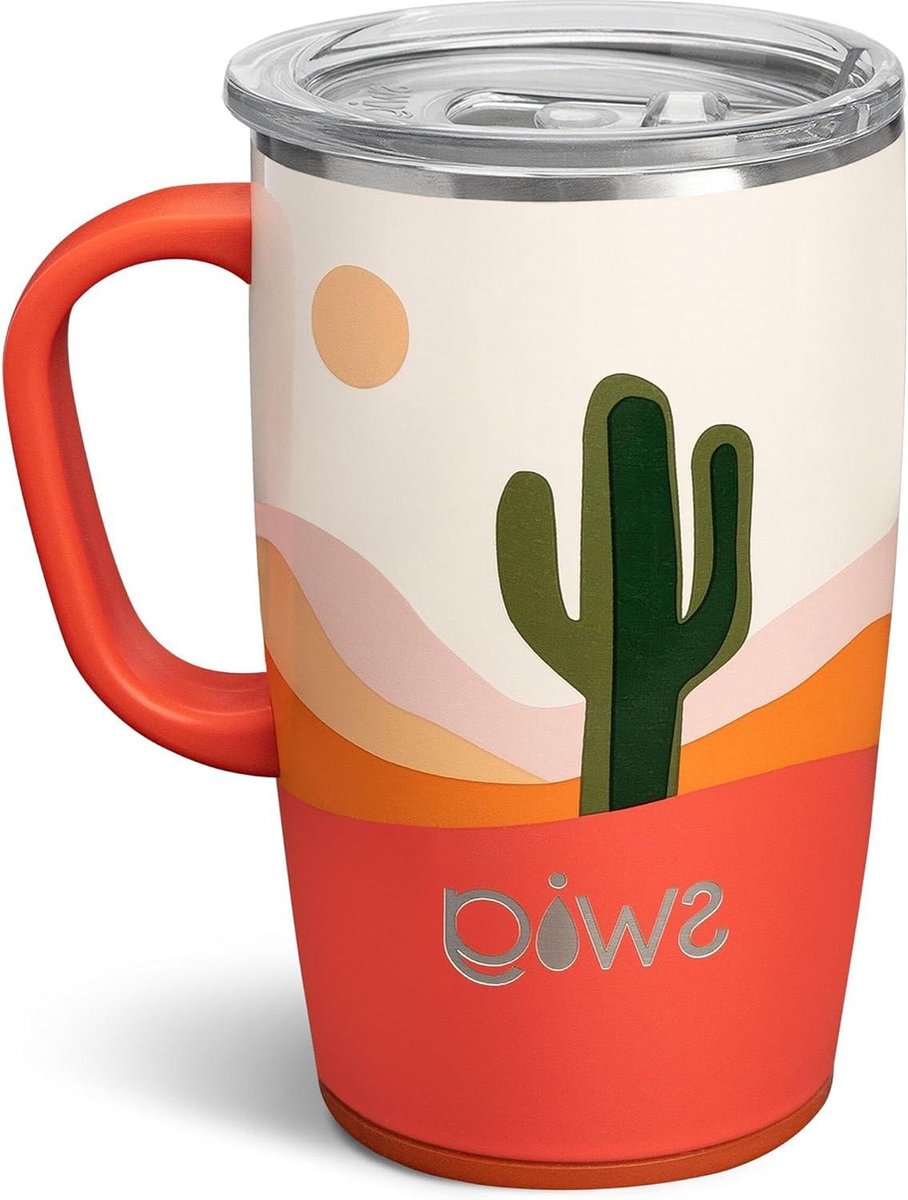 Reismok met handvat - Geïsoleerde beker - Dranken warm houden - Vaatwasmachinebestendig - 18oz - Oranje