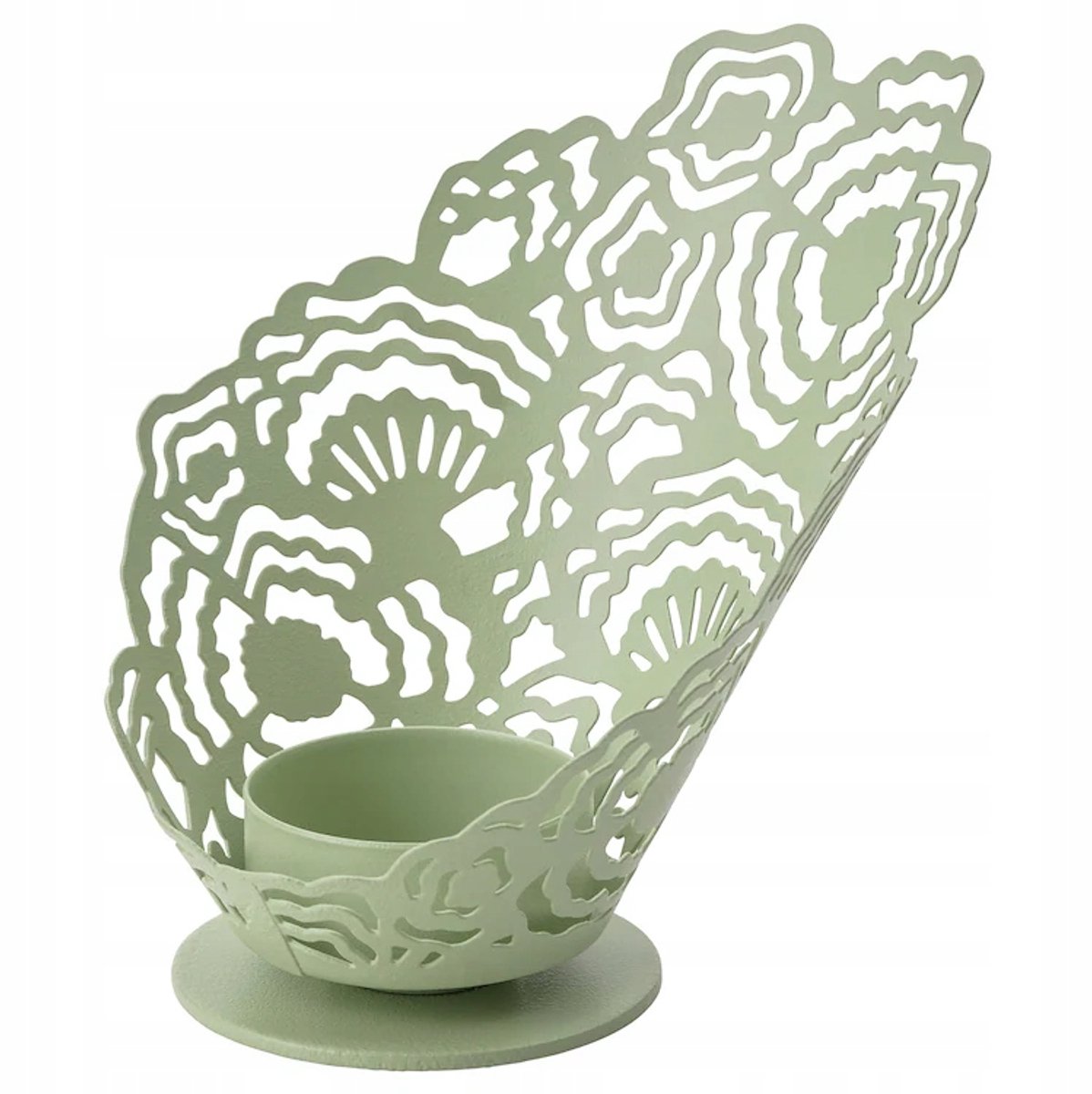 Lichtgroene Metalen Theelichthouder, 11 cm
