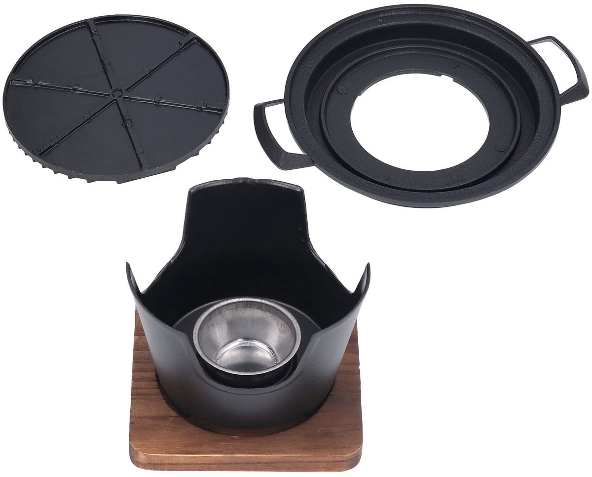 SOUQONE- Tafelgrill Draagbaar - Mini BBQ Grill Set - Houtskool Barbecue - Ronde Grill - Gegoten Aluminium - Voor 1-2 Personen
