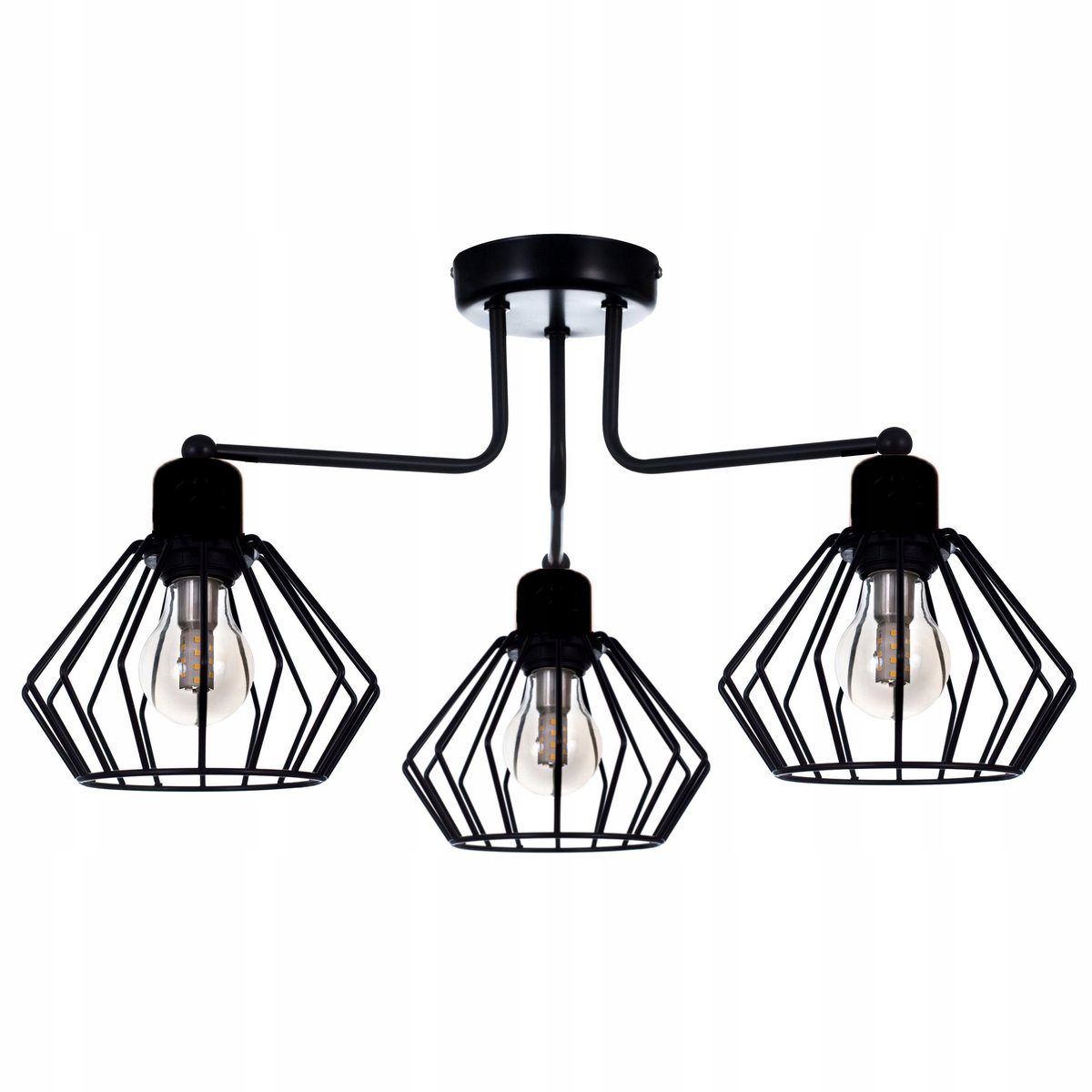 Loft Plafond Lamp Zwart Metaal E27 3-Lichts