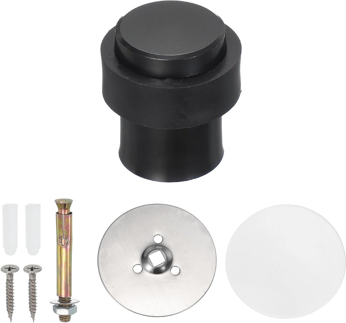 Deurstoppers Set - Vloerstoppers - Deuren Vrij Houden - Roestvrij Staal - 46 mm Hoog - Zwart
