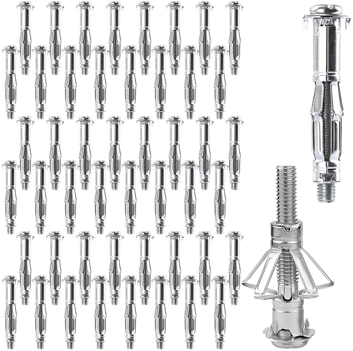 Hollewandankers Metaal - Gipsplaat pluggen - Montage Rekken - Verzinkt Koolstofstaal - M8 X 65 mm - Zilver