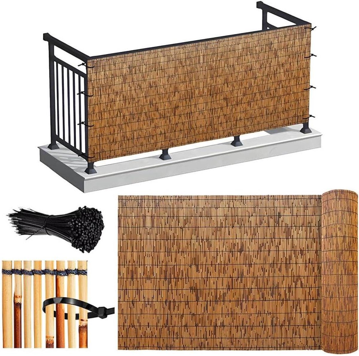 Bamboe Schutting Rol - Tuinafscheiding Natuurlijk - Privacy Creëren - Duurzaam Materiaal - 120x200 cm - Natuurlijk