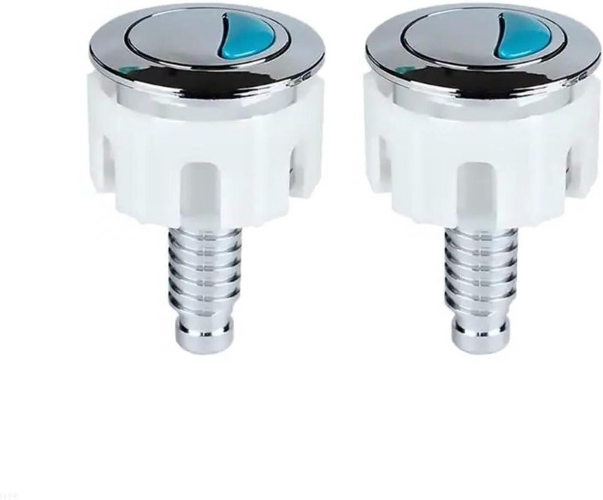 Toilet Spoelknop - Dubbele Drukknop - Toilet Reparatie - Waterbesparend Ontwerp - 2 Stuks - Zilver