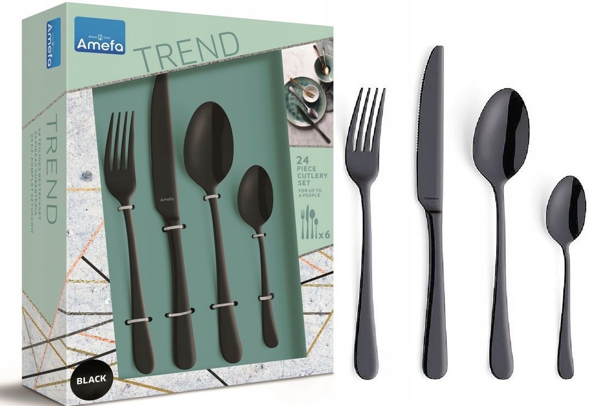 Amefa Austin Trend Zwart Bestekset 48 Delig voor 12 Personen