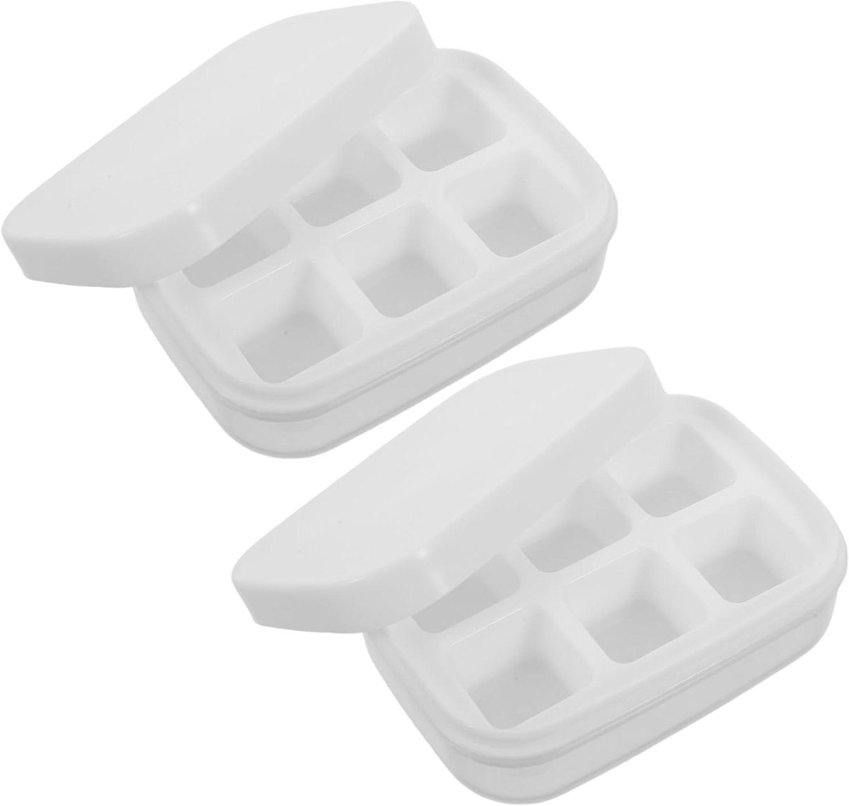 IJsblokjesvorm Set - Ijscontainer Vriezer - Drankjes Koelen - Stapelbaar Deksel - 2 Stuks - Wit
