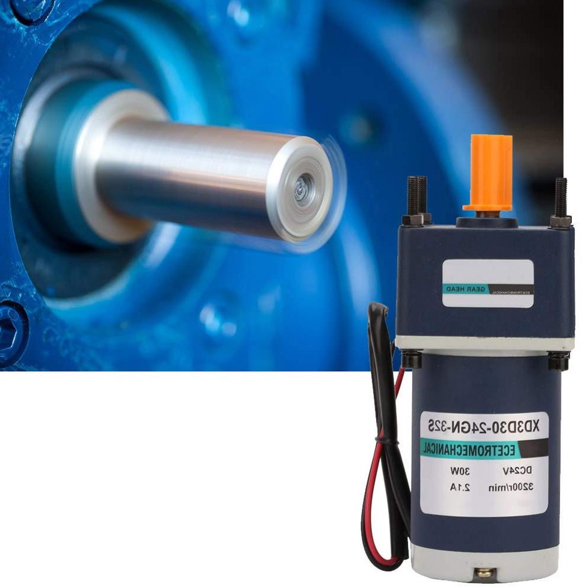 Reductiemotor DC24V - Elektromotor met magneet - Robotica automatisering - Instelbare snelheid - 70x70x174 mm - Zilver