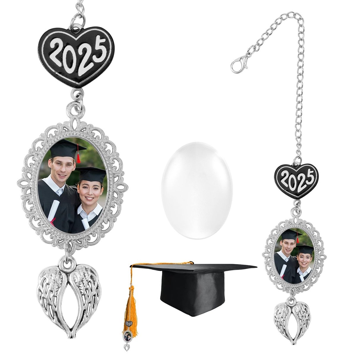 Dailygoods- Afstudeerpet Antieke Herdenkingscharme - Afstudeerfotocharme 2025 - Zinklegering - 19,5x2,8x0,2 cm - Geschenken voor Ceremonie - Hoogwaardige kwaliteit - Afstudeercharme