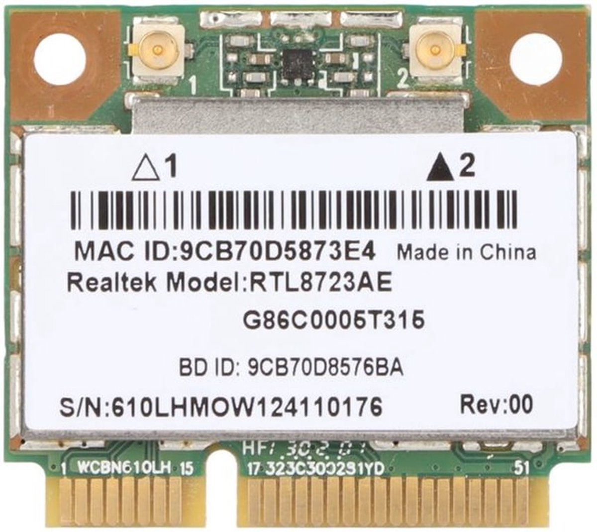 RTL8723AE Mini PCIe WiFi Kaart met Bluetooth 4.0 - 300M Hoge Snelheid