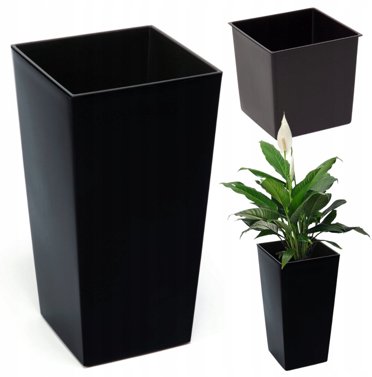 Lamela Finezja Pot 19x19x37cm met Zwart Hoogglans Inzet