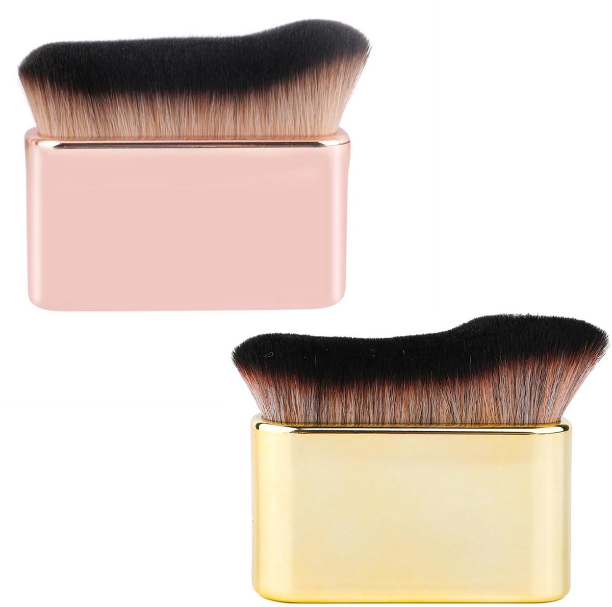 Dailygoods- Kwastenset 2 Stuks - Zelfbruinende Borstels - Lichaamsmake-upborstel - Borstelapplicator - Zacht en Duurzaam - Goud/Roségoud Ontwerp - Make-upborstel