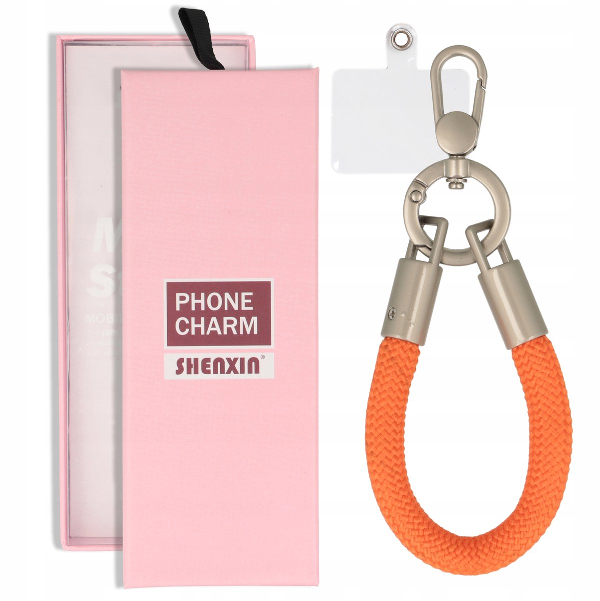 Stijlvolle Oranje Telefoon Charm met Metalen Lus