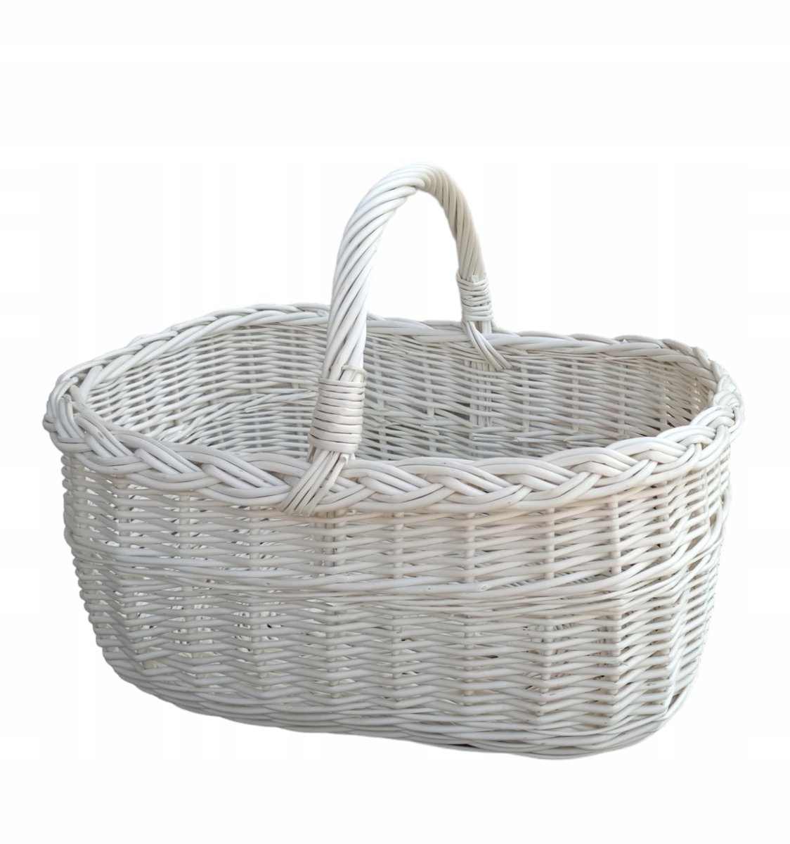 Wit Gevlochten Boodschappenmand - Perfect voor Winkelen & Paddenstoelen