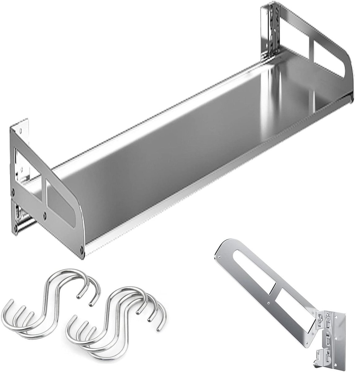 Magnetron Opbergrek - Keuken Organizer - Ruimte Besparen - Inklapbaar Ontwerp - Tot 70kg - Zilver