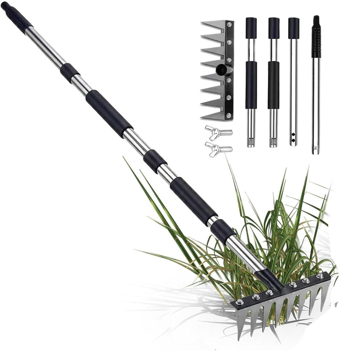 Bladhark Wortelverwijderaar - Handgereedschap Tuin - Bodem Voorbereiden - Ergonomisch Gebogen Handvat - Verstelbaar Tot 150cm - Niet Gespecificeerd