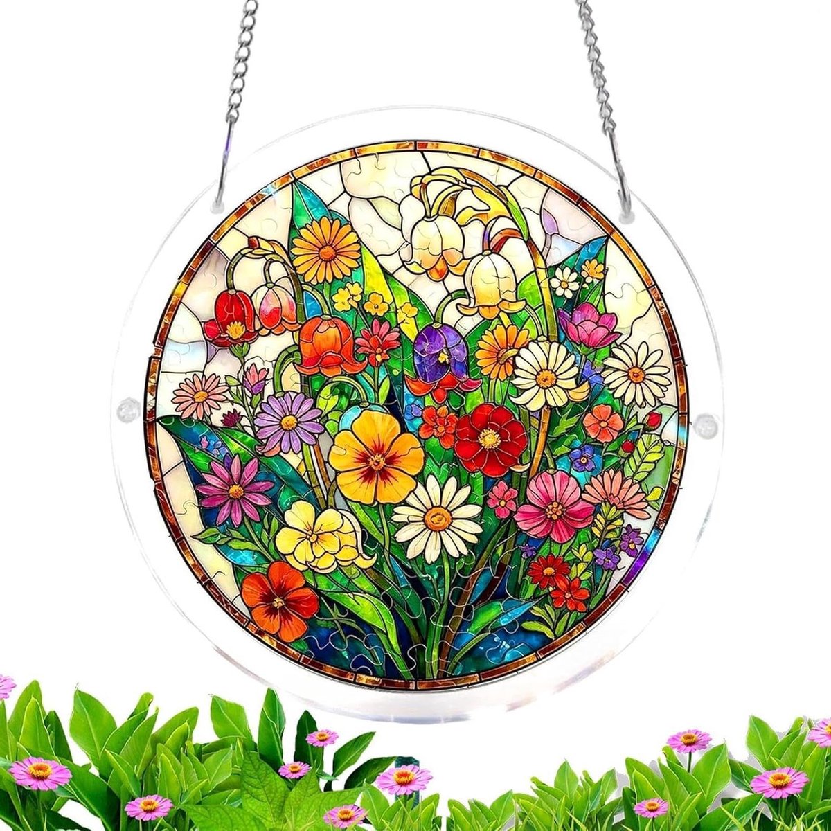 Raamsensor Decoratie - Regenboogvanger Acryl - Binnen Buiten - Warme Decoratieve Gloed - 20 cm - Kleurrijk