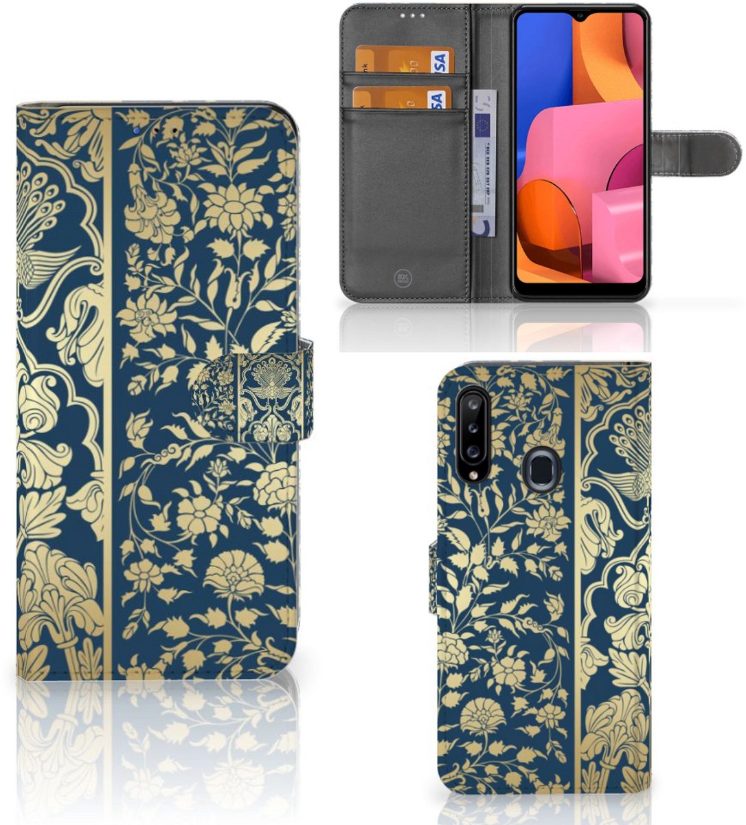 Samsung Galaxy A20s Hoesje Beige Flowers
