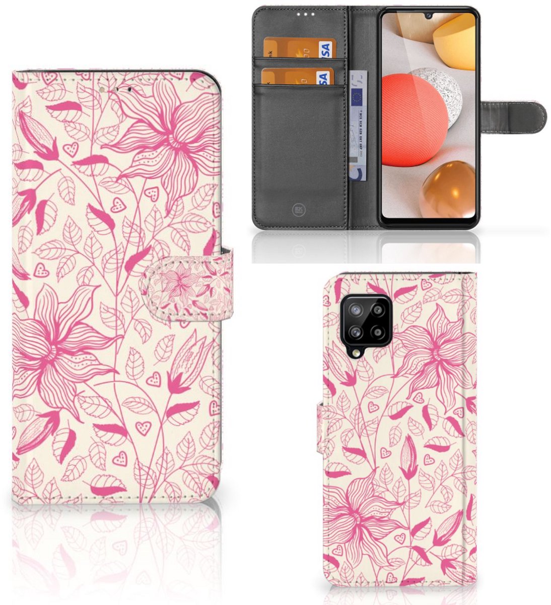 Samsung Galaxy A42 5G Hoesje Pink Flowers
