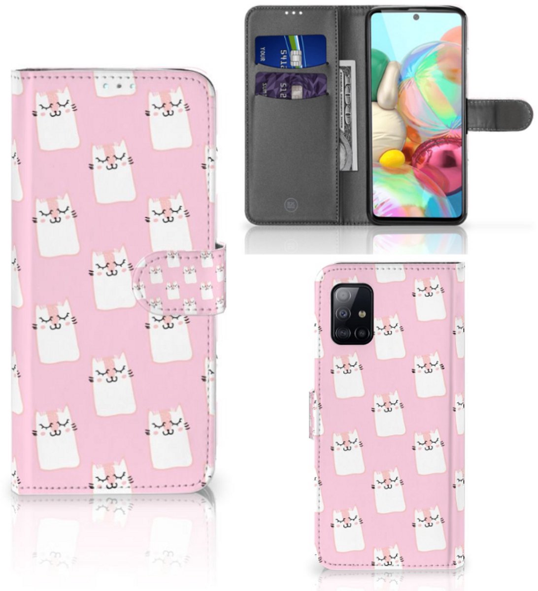 Samsung Galaxy A71 Telefoonhoesje met Pasjes Sleeping Cats