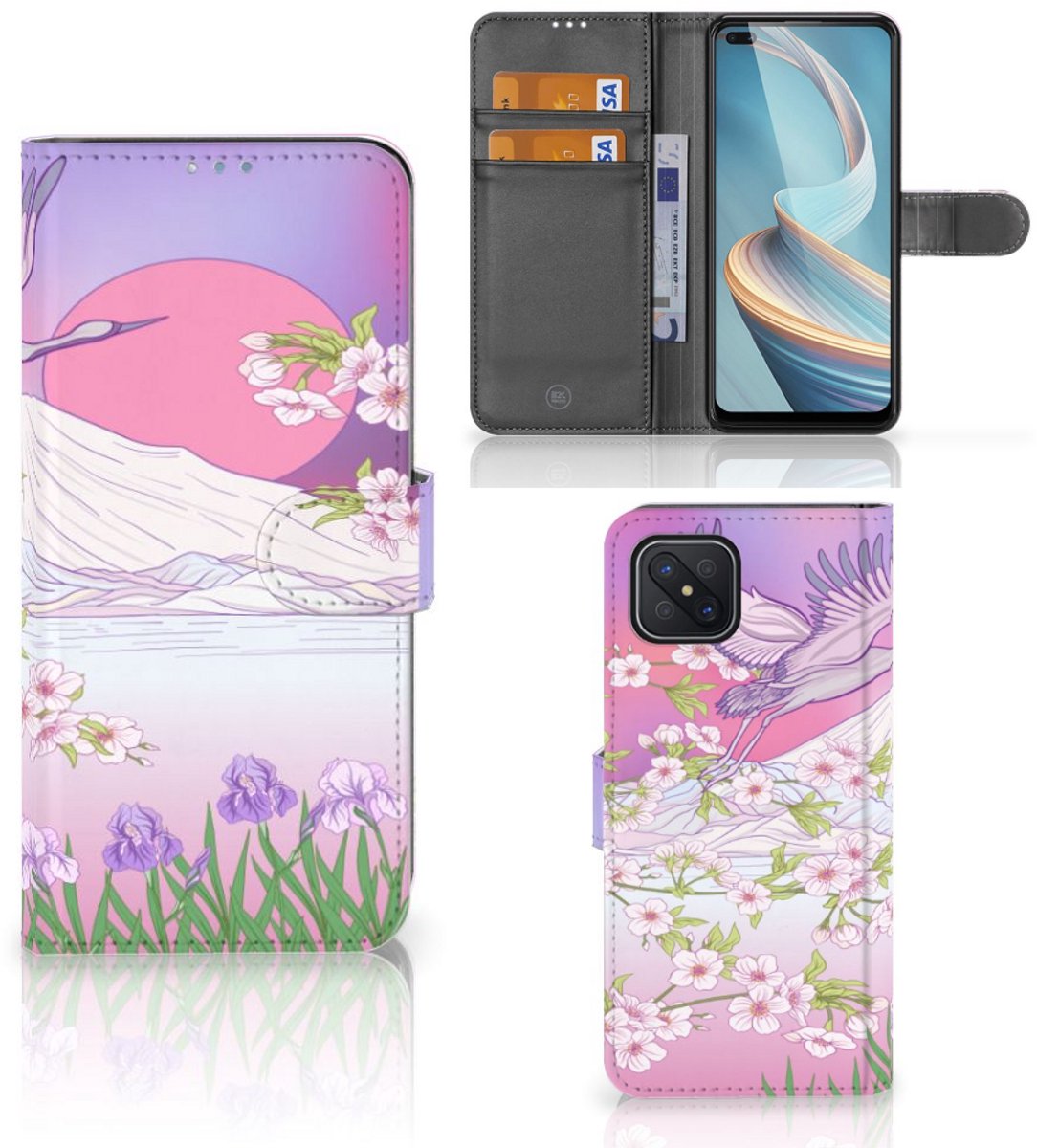 OPPO Reno4 Z Telefoonhoesje met Pasjes Bird Flying