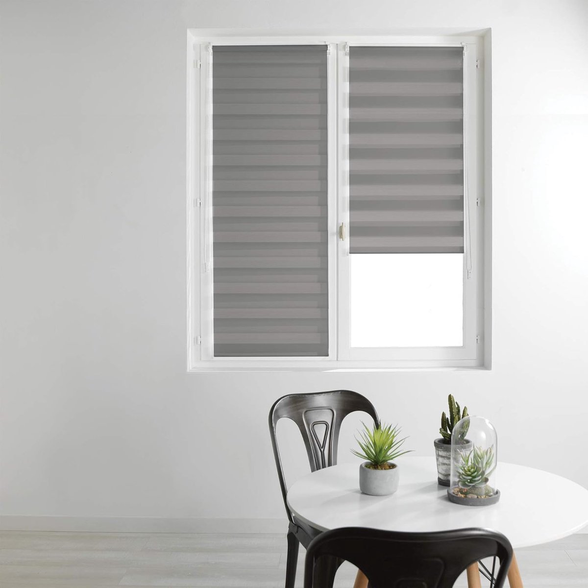 Rolgordijn Dag Nacht - Oprolbare Raambekleding - Privacy Instellen - Doorschijnende Strepe