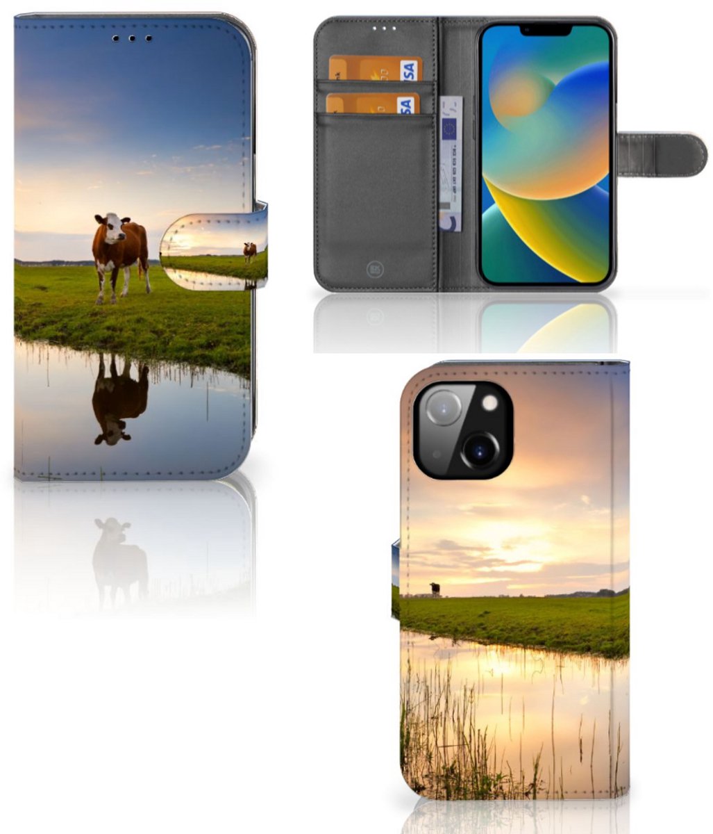 Apple iPhone 14 Telefoonhoesje met Pasjes Koe