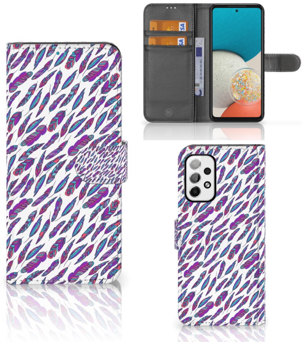 Samsung Galaxy A73 5G Telefoon Hoesje Feathers Color