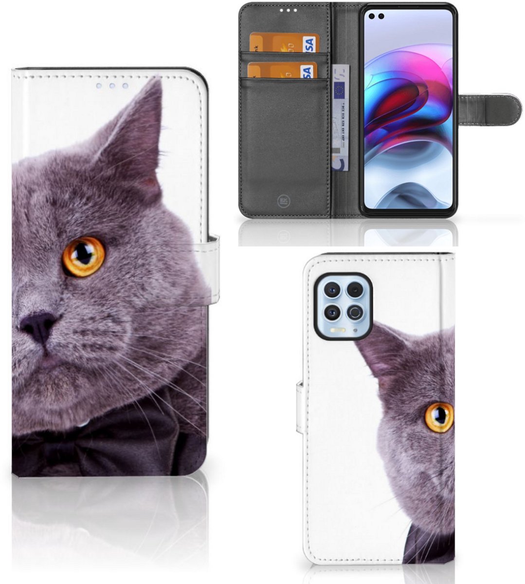 Motorola Moto G100 Telefoonhoesje met Pasjes Kat