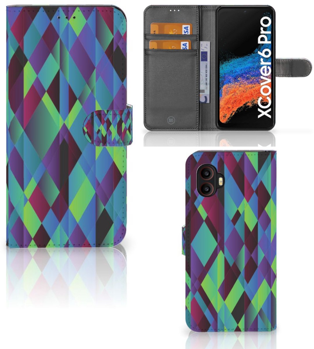 Samsung Galaxy Xcover 6 Pro Book Case Abstract Green Blue