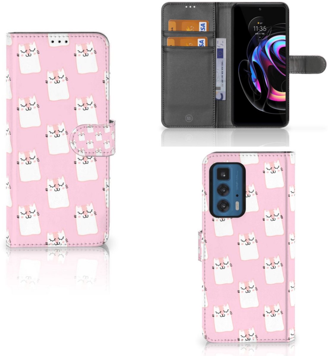 Motorola Edge 20 Pro Telefoonhoesje met Pasjes Sleeping Cats