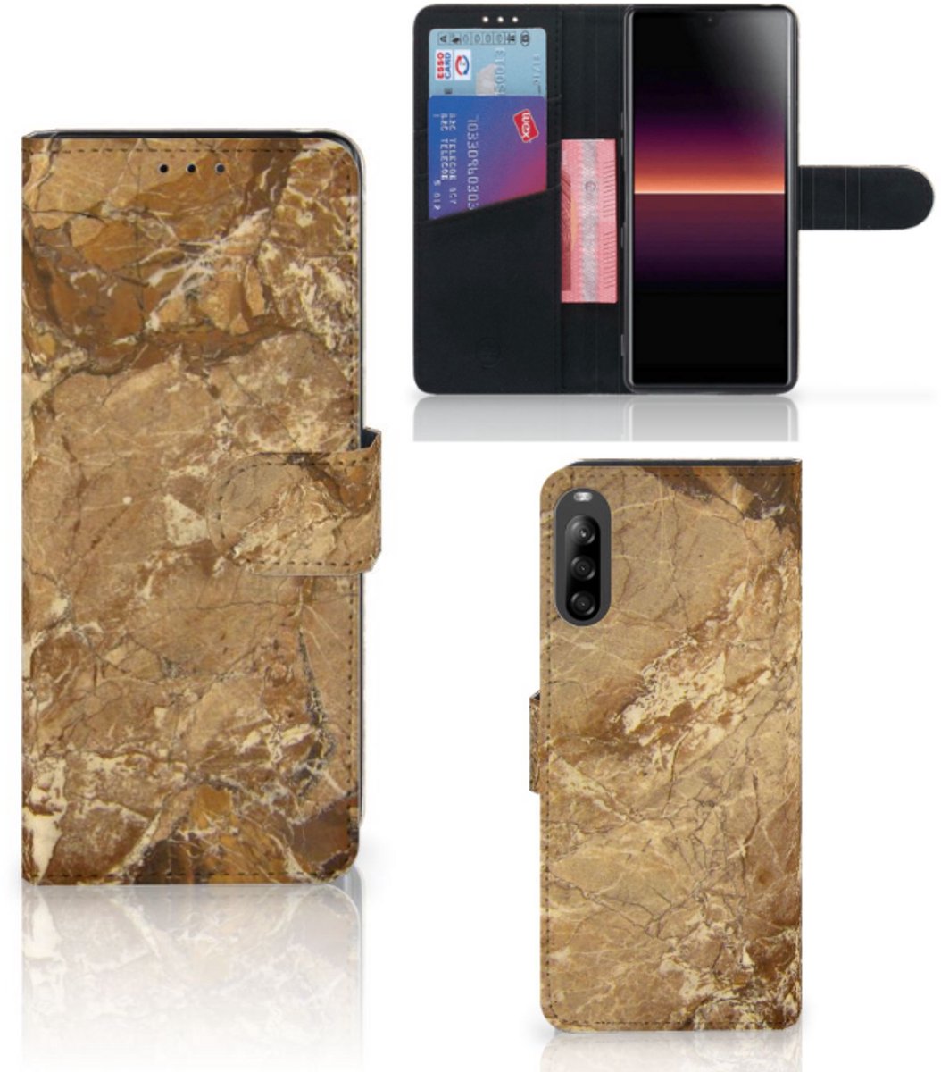 Book Case voor Sony Xperia L4 Bookcase Marmer Creme