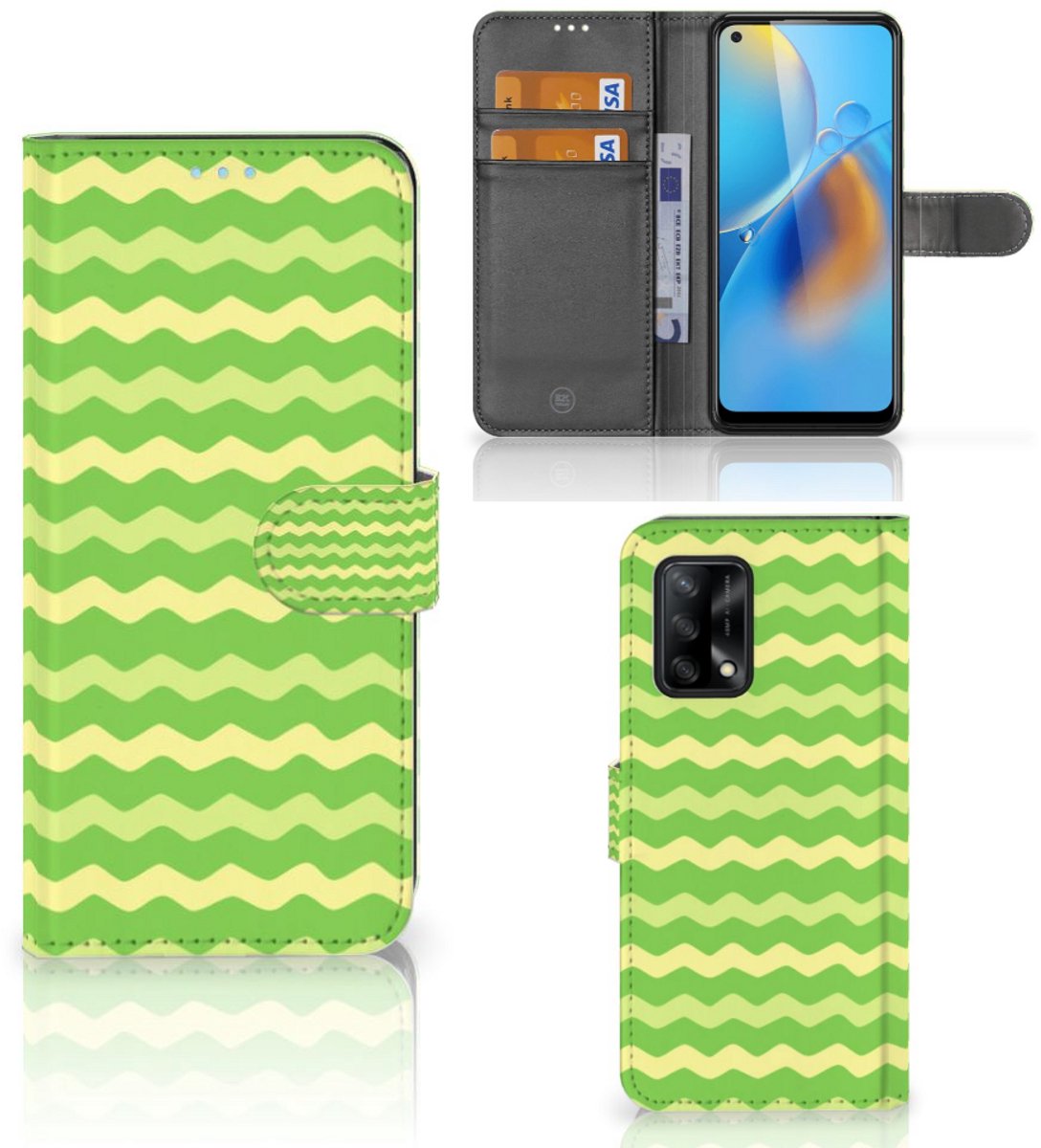 OPPO A74 4G Telefoon Hoesje Waves Green