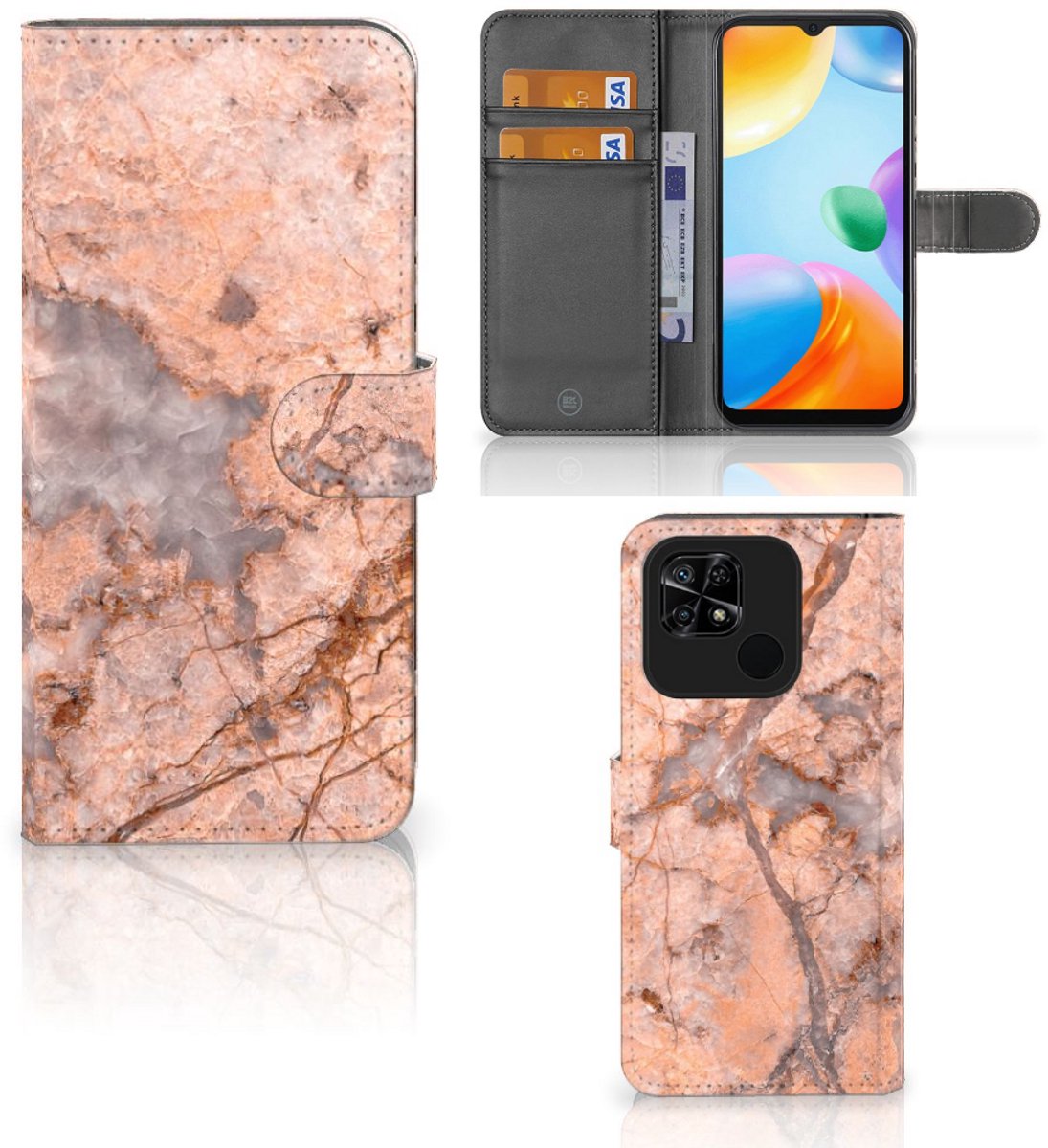 Xiaomi Redmi 10C Bookcase Marmer Oranje