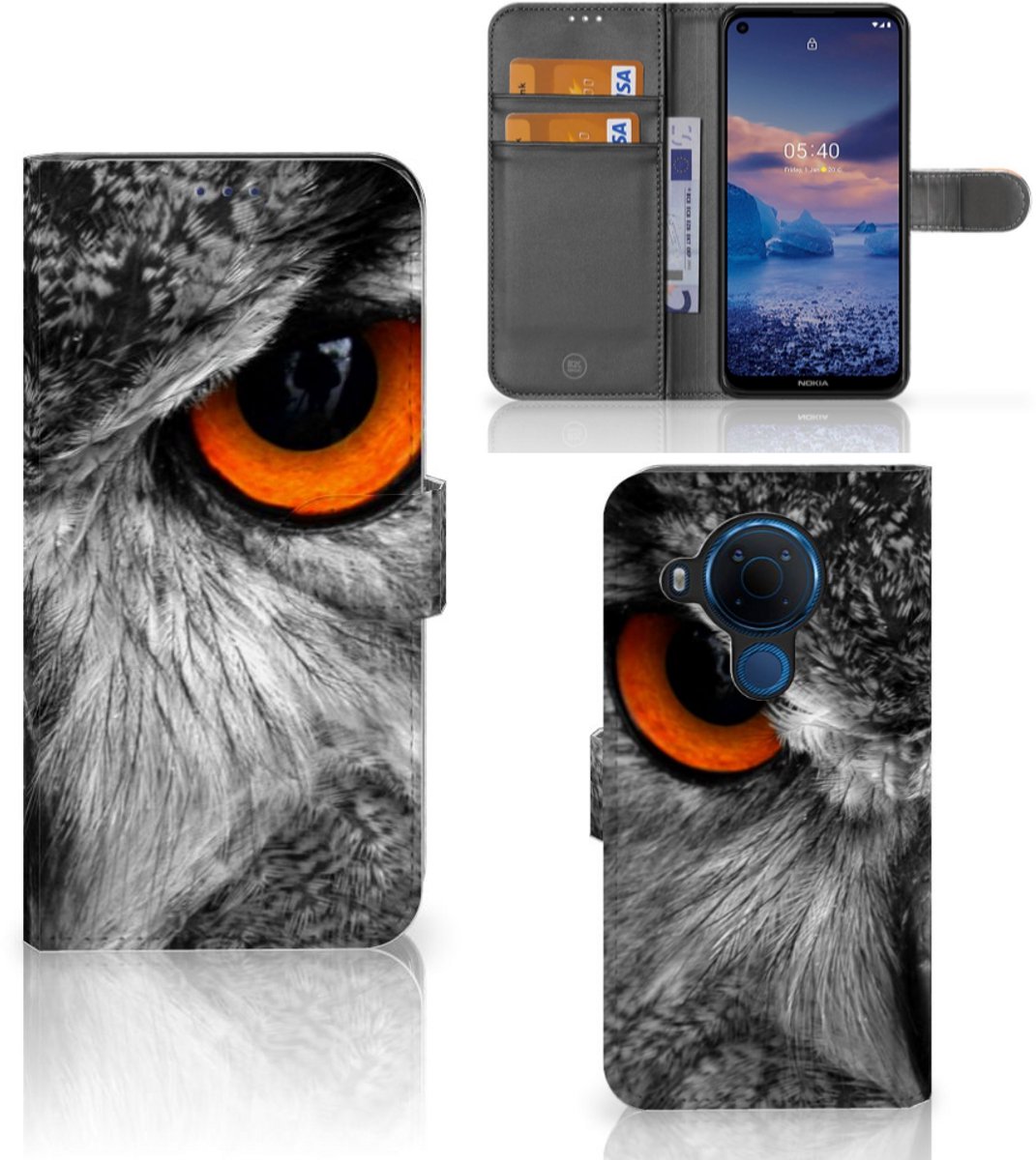 Nokia 5.4 Telefoonhoesje met Pasjes Uil