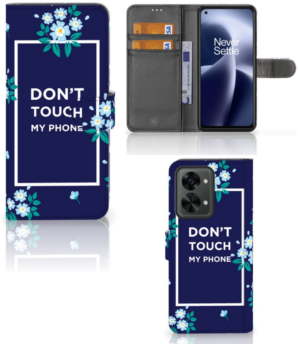 OnePlus Nord 2T Portemonnee Hoesje Flowers Blue DTMP
