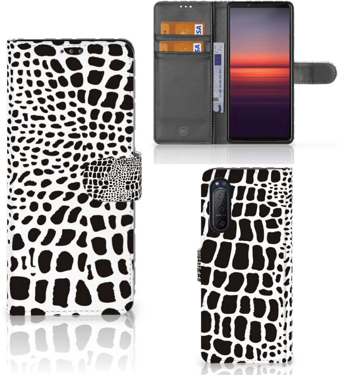 Sony Xperia 5II Telefoonhoesje met Pasjes Slangenprint