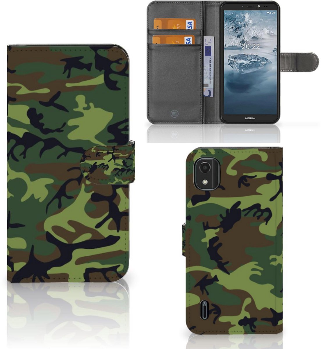 Nokia C2 2nd Edition Telefoon Hoesje Army Dark
