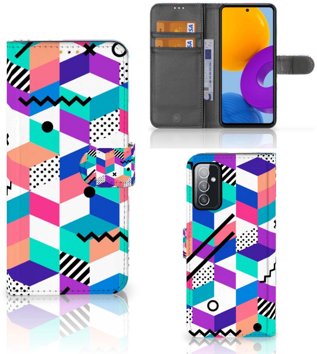 Samsung Galaxy M52 Book Case Blokken Kleurrijk