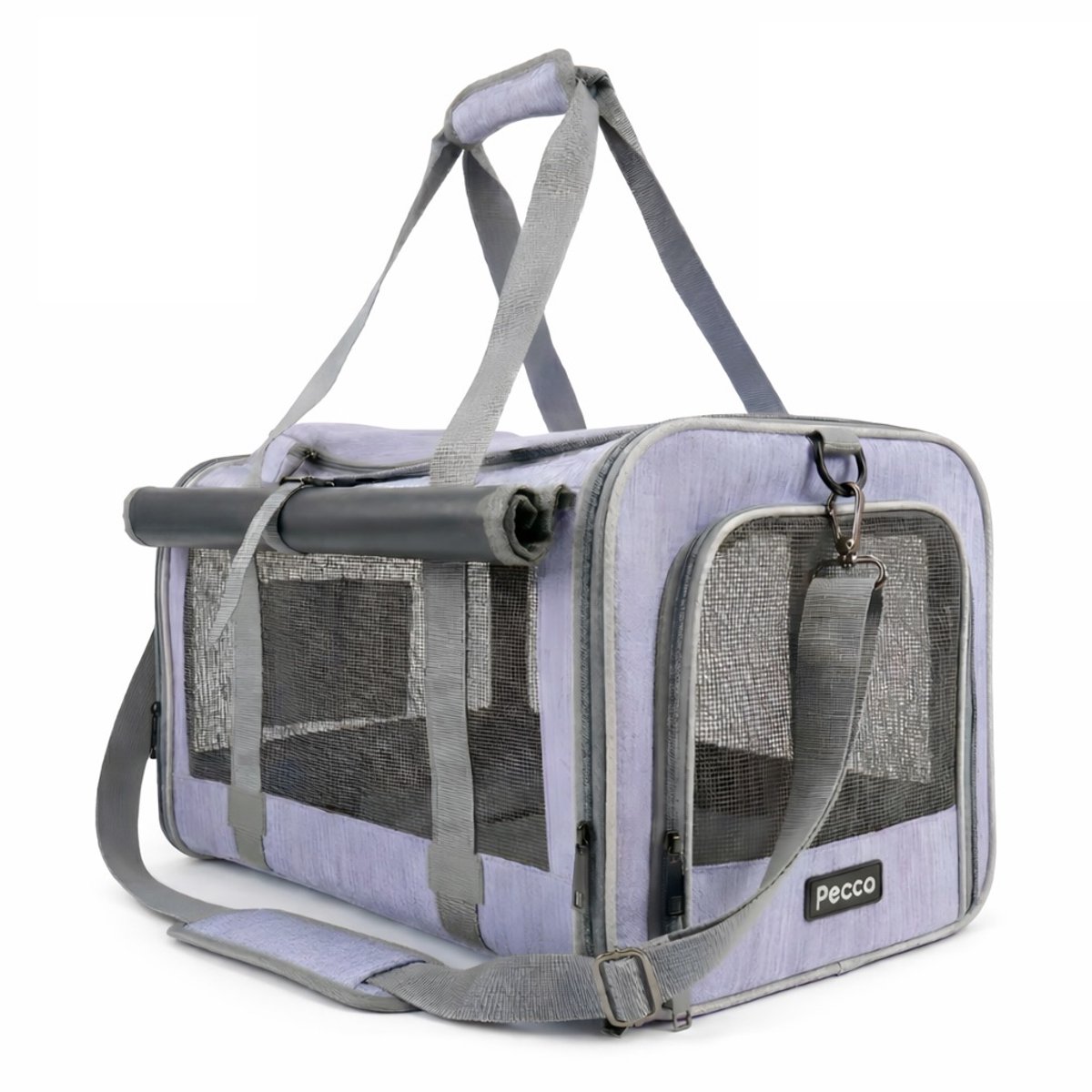 Pecco Draagtas voor kleine hond en kat - Luxe reistas - Dierendraagtas paars - 48x30x30 cm